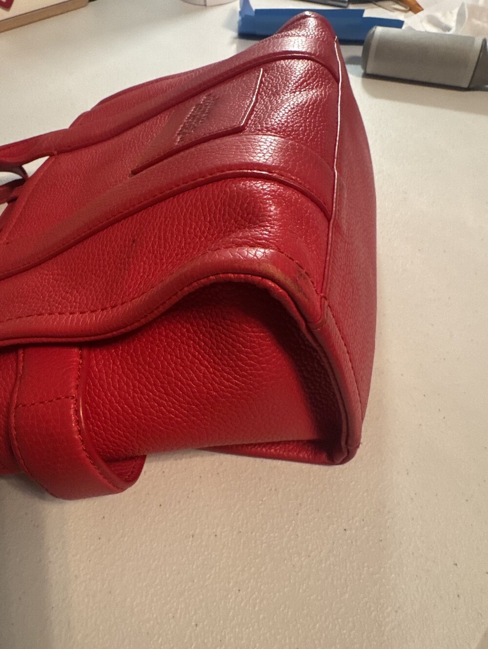 Marc Jacobs Coral Red Pebbled Leather The Tote Bag - Picture 9 of 11